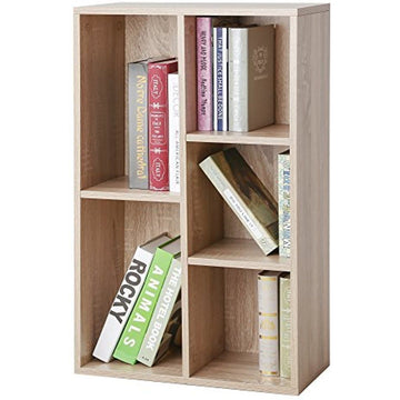Boekenkast - opbergkast met 5 vakken - hout - 50 x 24 x 80 cm
