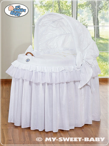 Wicker wieg met kap - rotan babybed - stabiel en comfortabel op 50 cm hoogte