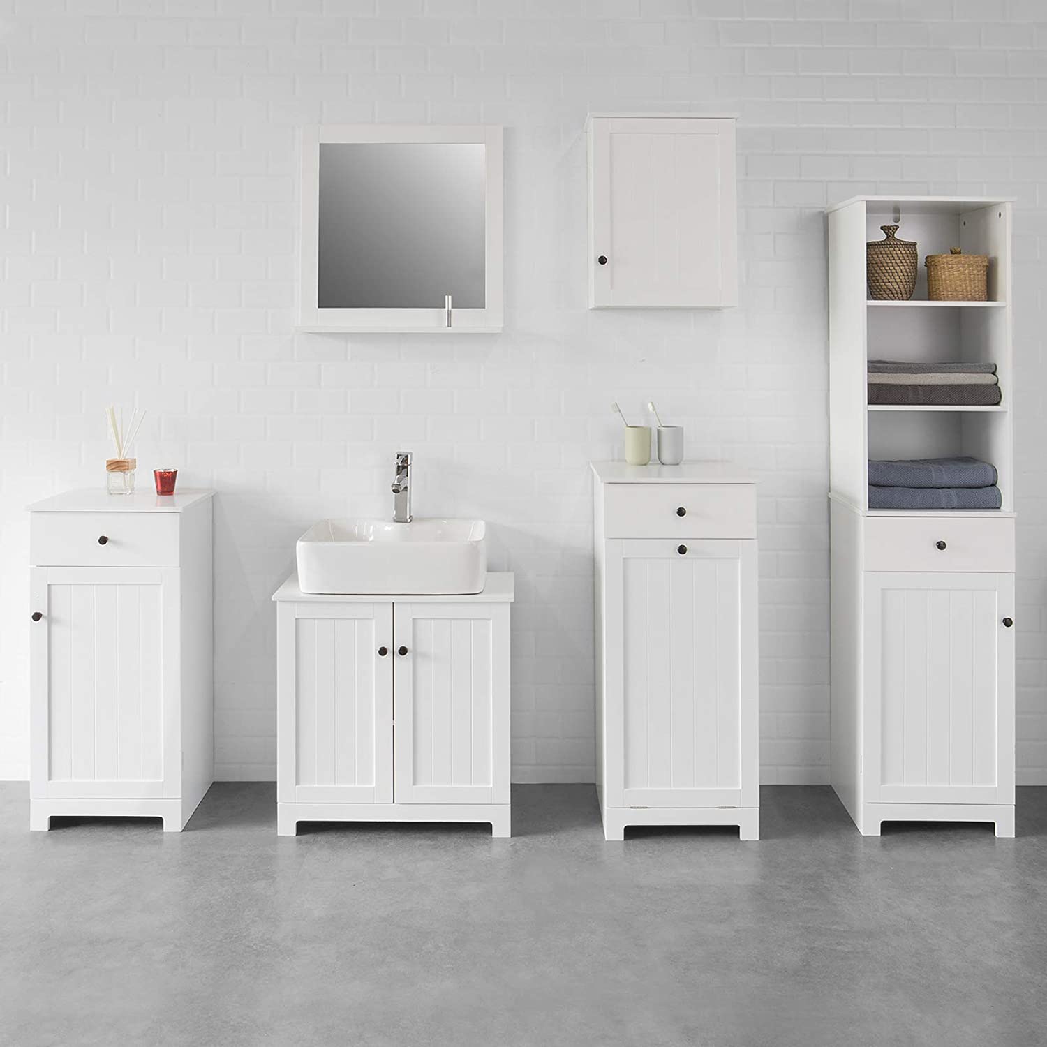 Witte Wandmontage - Badkamerkast met enkele deur - B40 x D23 x H52cm