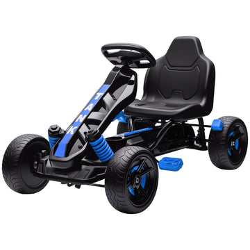 Pedaal-gokart voor kinderen 3-6 jaar met rem en EVA-banden | Kleur: Blauw, zwart