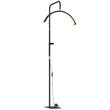 Halfronde wimperlamp met telefoonhouder | Kleur: Zwart | Afmetingen: 77,5x20,5x186 cm