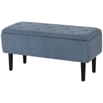 Gestoffeerde opbergbank - Zitbank met opbergruimte | Kleur: Blauw | Afmetingen: 95x38x45 cm