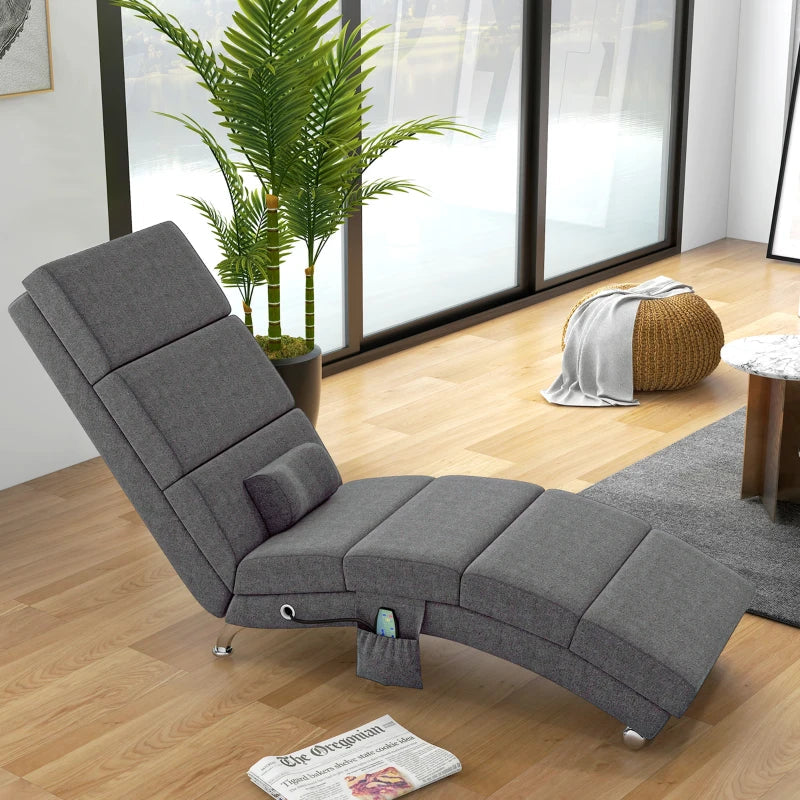 Massagesessel mit Vibrationsmassage und Liegefunktion | Farbe: Grau | Maße: 168x56x84 cm