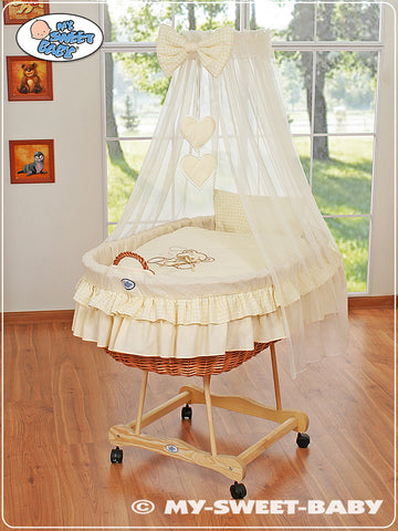Wicker wieg met boog - natuurlijke babywieg - groot ligvlak voor langdurig gebruik