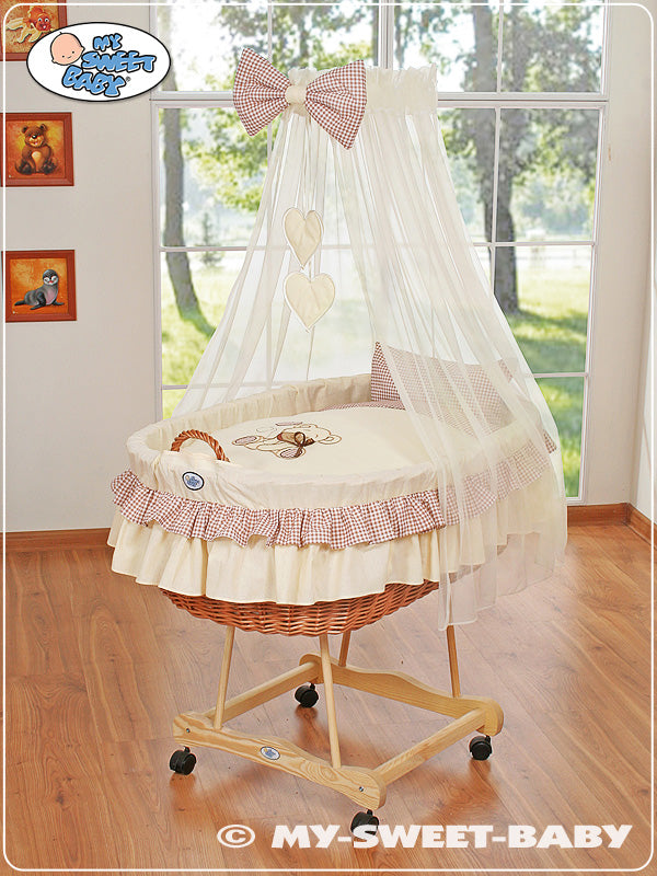 Wicker babynest, handgeweven wieg, groot ligvlak en comfortabel beddengoed