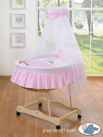 Donkey Luca Pink Wicker Baby Nest - Barnvagnsvagga - Största vaggan med naturmaterial