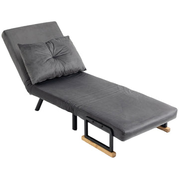 Relaxfauteuil en slaapstoel met kussen | Kleur: Donkergrijs | Afmetingen: 63x73x81 cm