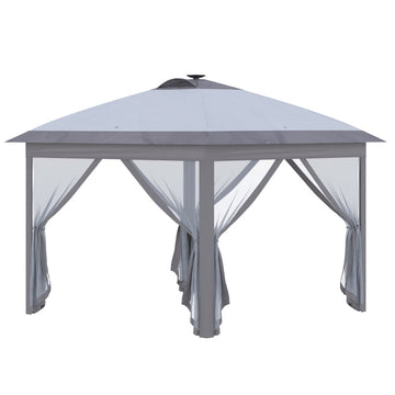 Opvouwbare partytent met ledverlichting | Kleur: Grijs | Afmetingen: 330x330x288 cm