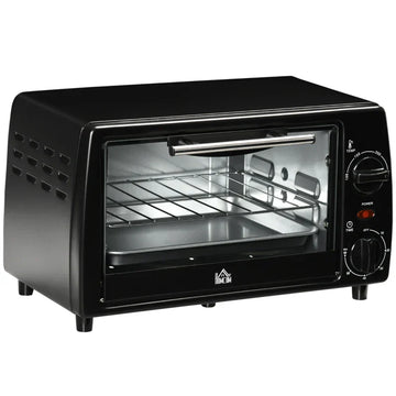 Mini-oven 10 liter - Tafeloven met timer | Kleur: Zwart | Afmetingen: 26x36.5x22 cm