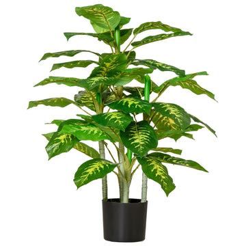 Kunstmatige Calathea-plant 95 cm met cementpot | Kleur: Groen-zwart