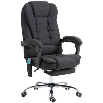Bureaustoel met Massagefunctie en Voetsteun | Kleur: Zwart | Afmetingen: 65x138x98-104 cm