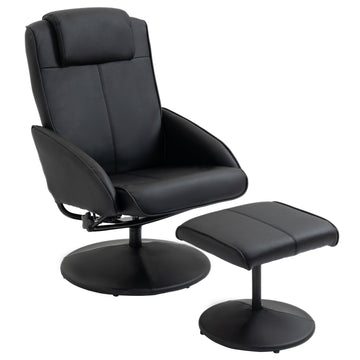 Relaxfauteuil met voetenbank - Verstelbare ergonomische stoel | Kleur: Zwart