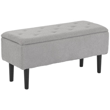 Gestoffeerde opbergbank - Zitbank | Kleur: Grijs | Afmetingen: 95x38x45 cm