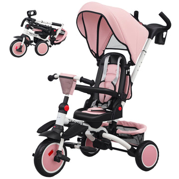 6-in-1 kinderbuggy voor peuters met verstelbare zitting | Kleur: Roze, Zwart
