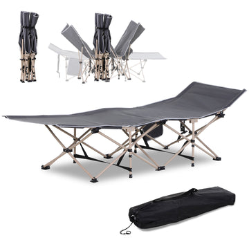 Veldbed - Opvouwbaar campingbed met draagtas | Kleur: Grijs | Afmetingen: 68x190x52 cm