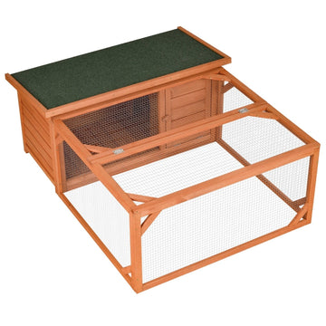 Konijnenhok met ren | Kleur: Oranje, groen | Afmetingen: 100x125.5x49 cm
