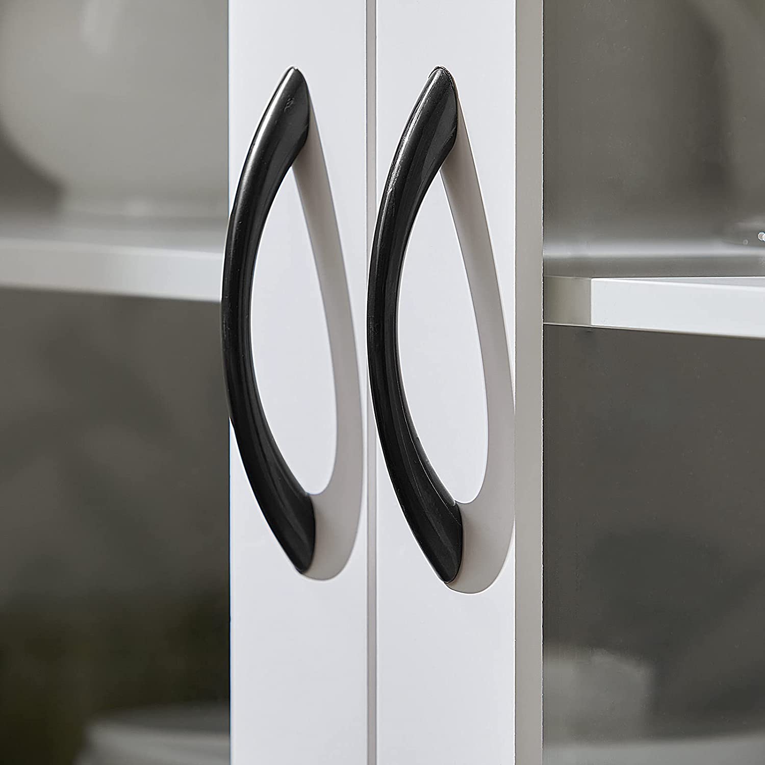Keuken Eetkamer Woonkamer Dressoir Opbergkast Kast op Wielen - Opbergkast met Glazen Deurtjes