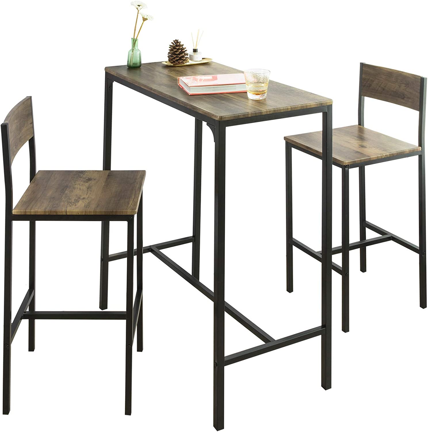 Barset - 1 Bartafel en 2 Krukken - 3-delige Huiskeuken Ontbijtbarset - Meubels Eetset