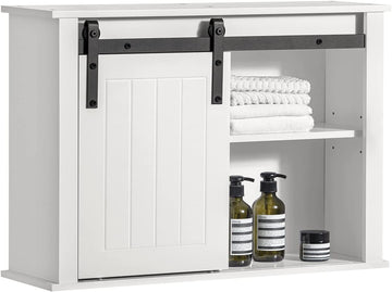 Badkamerkast met schuifdeur - Wandkast - Verstelbare Planken - MDF en Metaal - 68cm x 48cm x 20cm