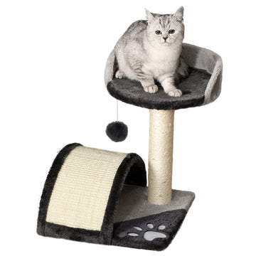 Kattenkrabpaal - kattenpaal met sisal en ligplek | Kleur: Grijs | Afmetingen: 36x36x44 cm