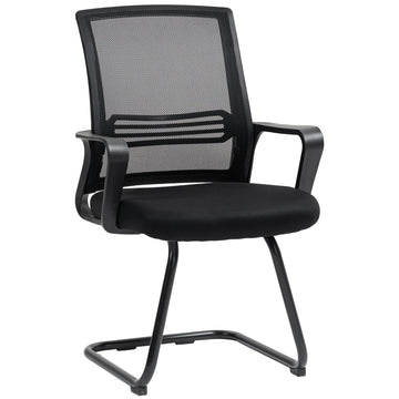Ergonomische vergaderstoel met sledebasis | Kleur: Zwart | Afmetingen: 57,5x58,5x93 cm