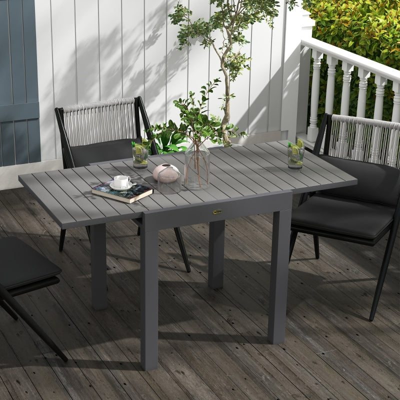 Ausziehbarer Gartentisch aus Aluminium | Farbe: Grau | Abmessungen: 80x81/162x75 cm