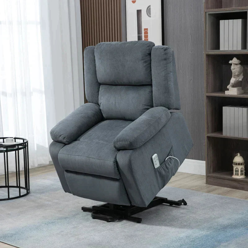 Elektrischer Aufstehsessel mit Relaxfunktion | Farbe: Grau | Abmessungen: 92x93x105 cm