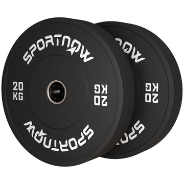 Olympische gewichtenset 2 x 20 kg - Rubberen halterschijven | Kleur: Zwart