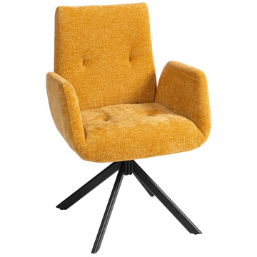 Gele draaibare fauteuil | Kleur: Geel, Zwart | Afmetingen: 60x61x88 cm