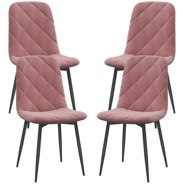 Set van 4 roze eetkamerstoelen - Fluwelen look | Kleur: Roze | Afmetingen: 54x45x87 cm