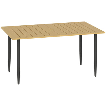 Tuintafel met parasolgat 150x90 cm, staal | Kleur: Bruin | Afmetingen: 90x150x73 cm