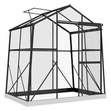 Polycarbonaat kas - Tuinkas met schuifdeur | Kleur: Zwart | Afmetingen: 192x131x203 cm