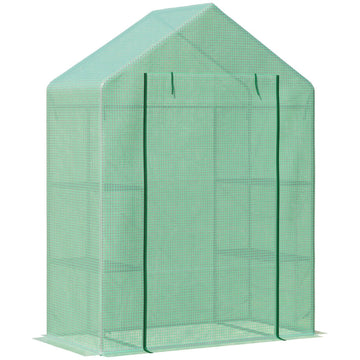 Draagbare kas met 8 schappen - Inloopkweekkas | Kleur: Groen | Afmetingen: 141x72x191 cm
