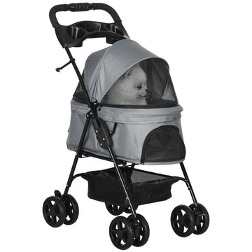 Opvouwbare hondenbuggy voor kleine honden | Kleur: Grijs | Afmetingen: 45x67x96 cm