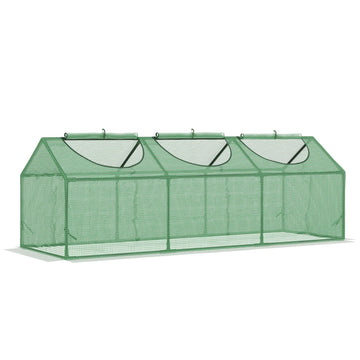 Mini-kas voor planten met oprolbare ramen | Kleur: Groen | Afmetingen: 60x180x60 cm