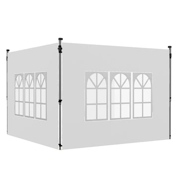 Waterdichte pavillon zijwanden met raam, 2-delige set voor 3x3/3x4 m | Kleur: Wit