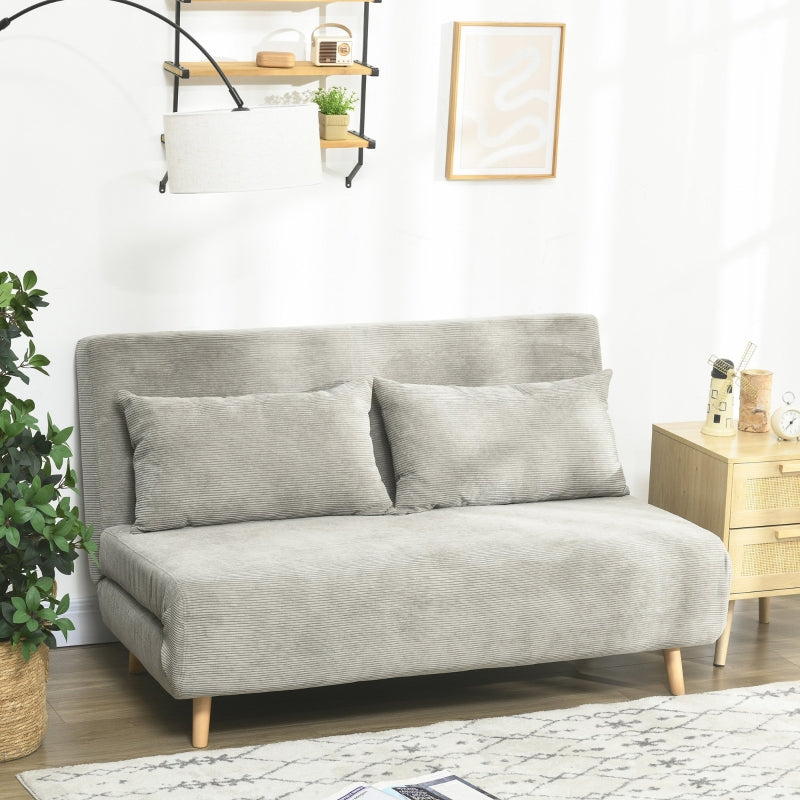 2-zits slaapbank met verstelbare rugleuning | Kleur: Grijs | Afmetingen: 141x90x81 cm