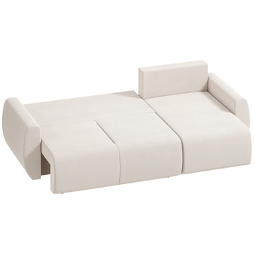 L-vormige slaapbank met omkeerbare chaise longue | Kleur: Crèmewit | Afmetingen: 250x140x86 cm