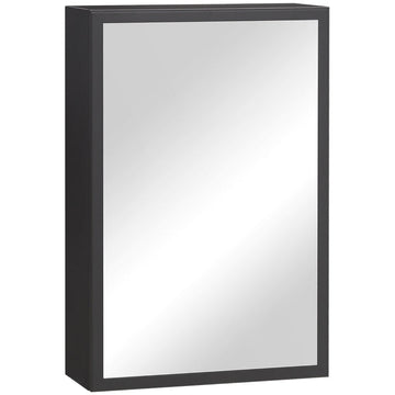 Badkamerspiegelkast met spiegeldeur - Wandkast | Kleur: Zwart | Afmetingen: 40x15x60 cm