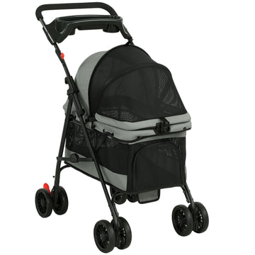 Opvouwbare hondenwagen voor kleine honden tot 10 kg | Kleur: Grijs | Afmetingen: 50x73x96 cm