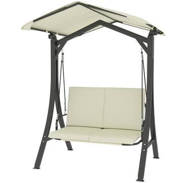 Hollywoodschommel met zonnedak voor 2 personen | Kleur: Wit, Zwart | Afmetingen: 120x150x182 cm