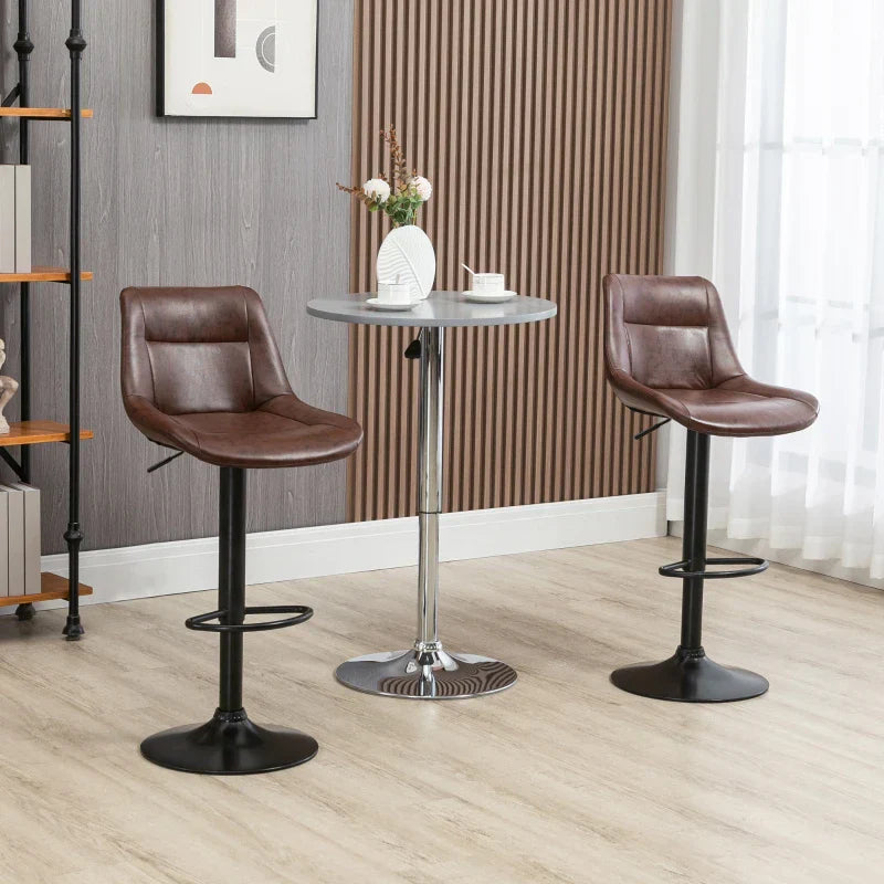 2 Barhocker mit Rückenlehne, verstellbar | Farbe: Braun, schwarz | Maße: 46.5x50x88-108 cm