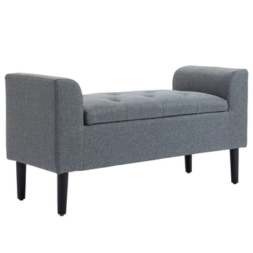 Gestoffeerde opbergbank met opbergruimte | Kleur: Grijs | Afmetingen: 44x116x58 cm