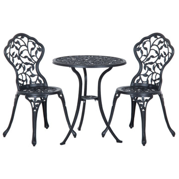 Bistroset met 2 stoelen en tafel | Kleur: Zwart | Afmetingen: 60x60x65 cm