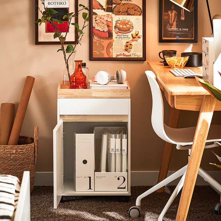 Mobiele Opbergkast - Rollend Opbergmeubel - MDF Houten Kast - Extra Opslag - 40cm x 63cm x 40cm