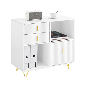 Witte Kast - Opbergoplossing - Organisatoreenheid - Luxe Design - 80x75x40cm - MDF & Metaal - Ruime Laden en Vakken