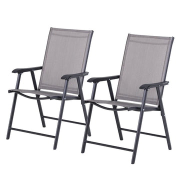 Set van 2 opvouwbare tuinstoelen - Textilene | Kleur: Grijs | Afmetingen: 64x58x94 cm