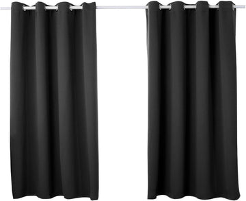 Set van 2 verduisteringsgordijnen met ogen | Zwart | 135x175 cm