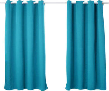 Set van 2 thermische verduisteringsgordijnen met ogen | Turquoise | 135x175 cm