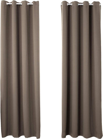 Set van 2 thermische verduisteringsgordijnen met ringen | Taupe | 135x225 cm